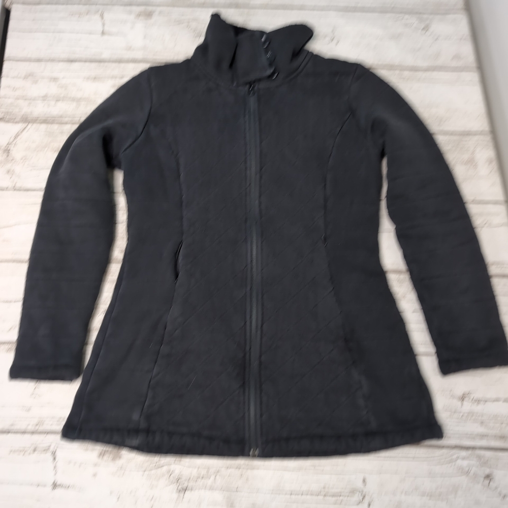 The North Face Black Cowl Neck Full Zip Quilted Sweater Women Size Medium